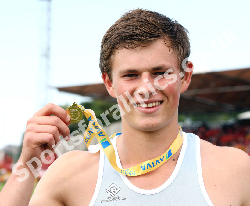 Max Everest (Cambridge) gold medal in the inter boys 100m hurdles